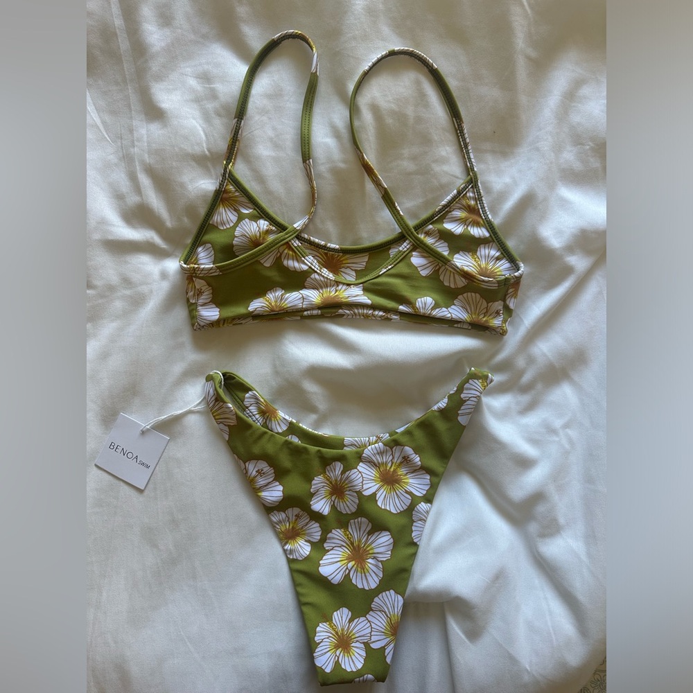 Benoa Swim Olive Green Floral Bikini Set - Picture 2 of 3